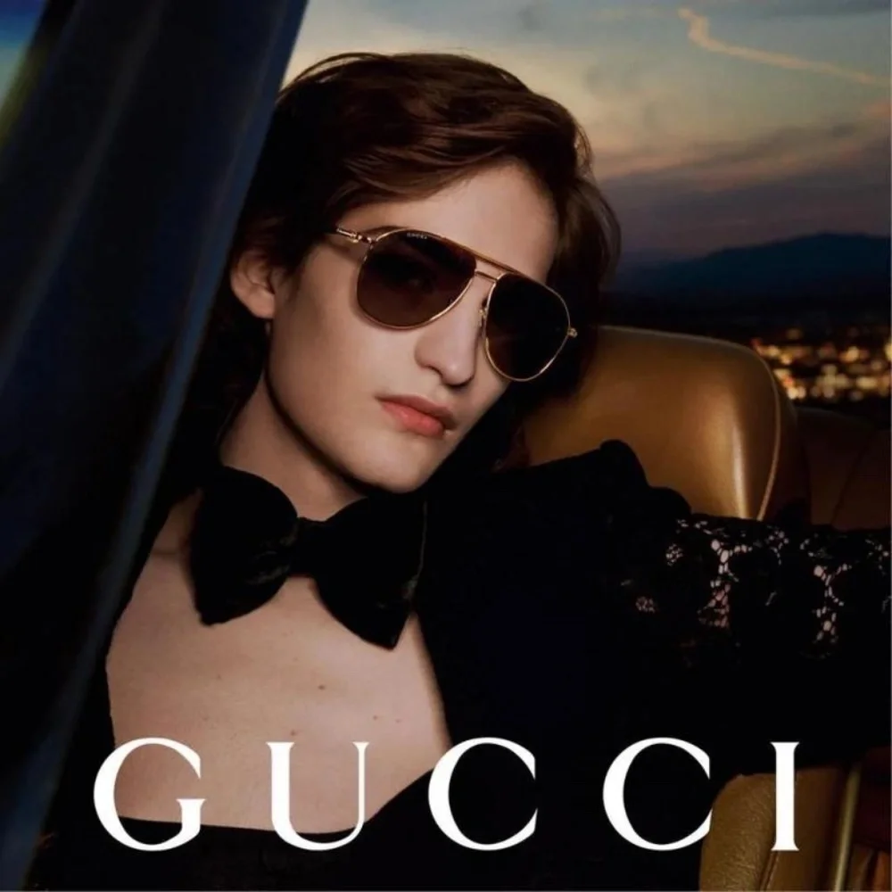 NWT Gucci GG1220S-002 Gold Aviator 59mm Sunglasses